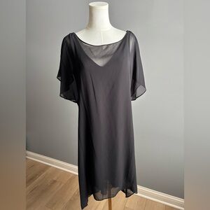 Adrianna Papell Chiffon Overlay Draped Dress